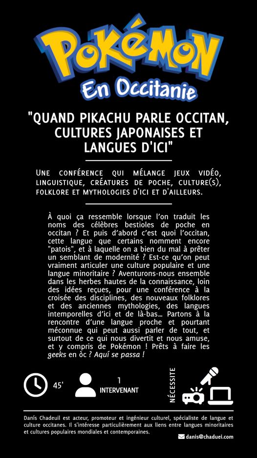 Pokémon en Occitanie – « Quand Pikachu parle occitan, cultures japonaises et langues d’ici »
