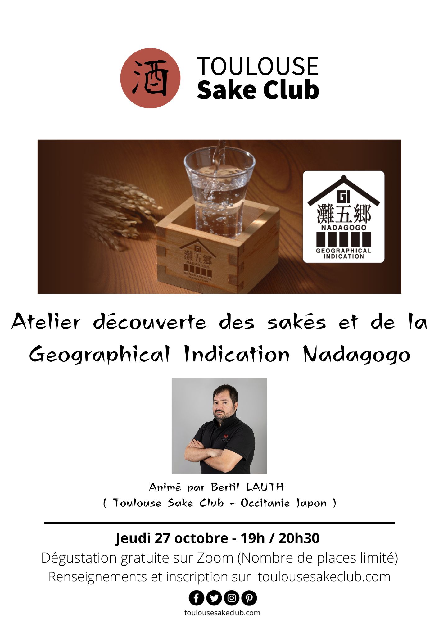 Atelier découverte des sakés et de la Geographical Indication Nadagogo avec le Toulouse Sake Club